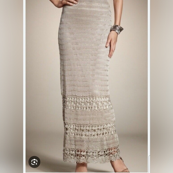 CHICOS  Cream and Tan Maxi Pencil Skirt SIZE 1 - Picture 1 of 3